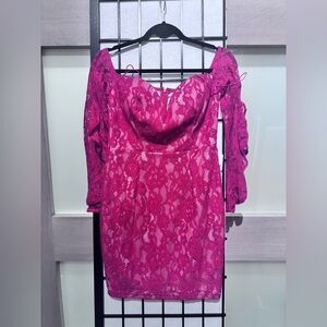 Elegant Pink Lace Mini Dress